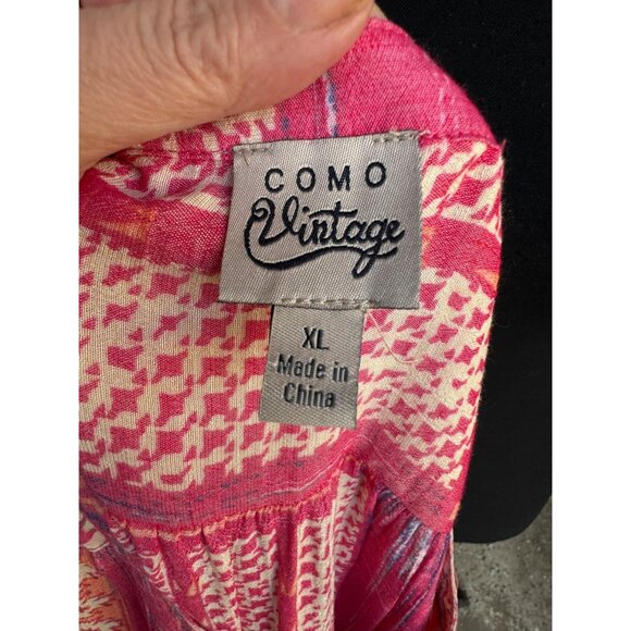 Como Vintage Womens Pink Aztec Boho Print Tunic Blouse XL Cottage Core Hippie - Picture 3 of 11